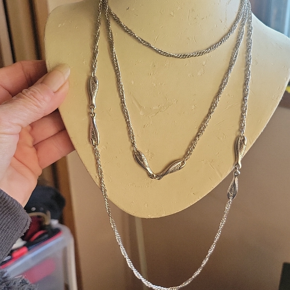 Elegant Silver Necklace 50 inch